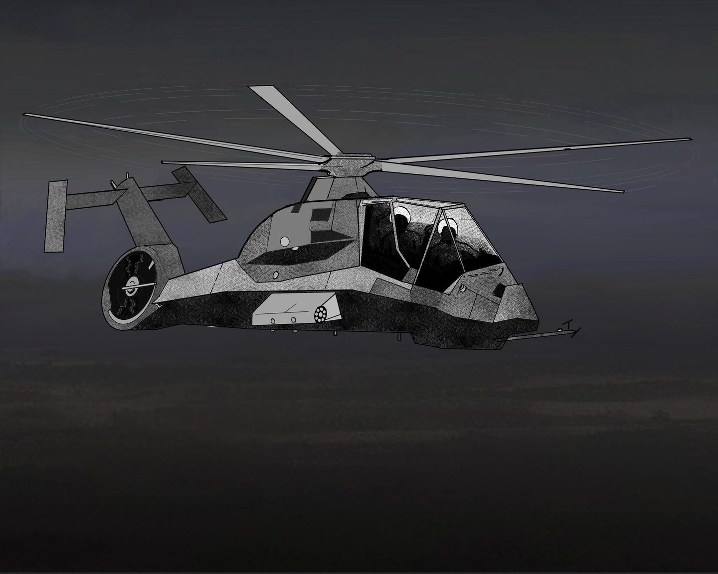 The Hornet chopper in flight